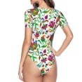 thumbnail image 4 of Gaeub Paisley Women'S Short Sleeve One Piece Swimsuit Sexy High-Waisted Bodysuit For Swimming, Beach, Sports - X-Large, 4 of 9