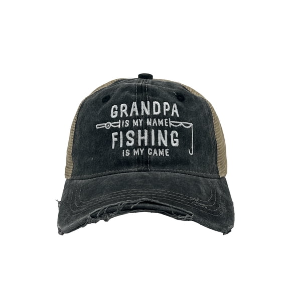 Grandpa Is My Name Fishing Is My Game Funny Fathers Day Trucker Cap
