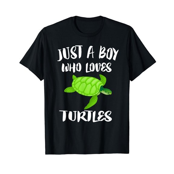 Just A Boy Who Loves Sea Turtles Ocean Animal Gift T-Shirt Black Tee