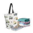 thumbnail image 2 of Open Top Canvas Tote Bag with Zipper Reusable Shopping Bag 13.5x15" Roomy Carryall Engineering Vehicle Pattern, 2 of 9