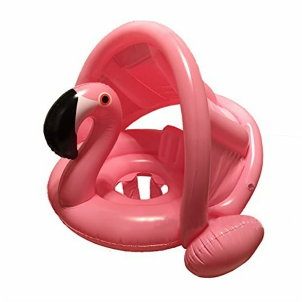 viyor shop baby inflatable flamingo pool float with canopy,swimming ring with safety seat infant