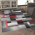 thumbnail image 3 of Emma + Oliver 5x7 Modern Cubist Olefin Accent Rug in Gradient Shades of Black, Gray and Red with Natural Jute Backing, 3 of 7