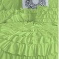 thumbnail image 3 of D.N.G. BEDDINGS 100% Egyptian Cotton 3 Piece Circle Ruffle Comforter Set with 1 Freebie Ruffle Pillow | 550 GSM Filled Microfiber - Oversized Super King Size, Sage Color - 800 Thread Count, 3 of 5