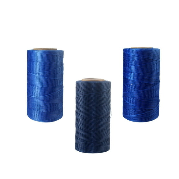 NIYANGLE 3Pcs Waxed Thread for Hand Sewing in Dark Blue Light Blue 260m x 0.8mm 150D Polyester