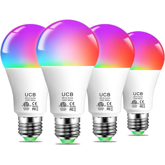 Smart Light Bulbs 130W Equivalent, Color Changing Light Bulb, Work with Alexa Only, 16 Million Colors RGBWW, Music Sync, DIY Flash,1300LM A19 E26 Bluetooth Led Light Bulbs, No WiFi Required,4Pack