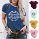 thumbnail image 2 of Women Tee Tops Cute Fashion Crew Neck Short Sleeve T-shirts Top Casual Summer Tops For Women GirlsSapphire Blue white FontS, 2 of 5