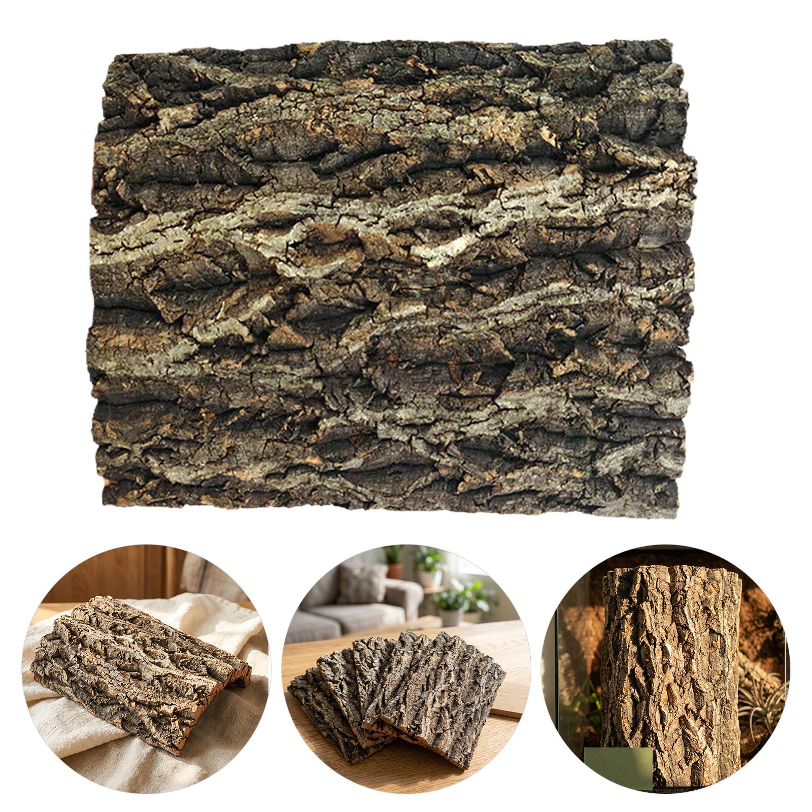 HOOWIFFY 5Pcs Snake Tank Background Brown Cork Bark Panels for Frog Terrarium Durable Habitat Wall