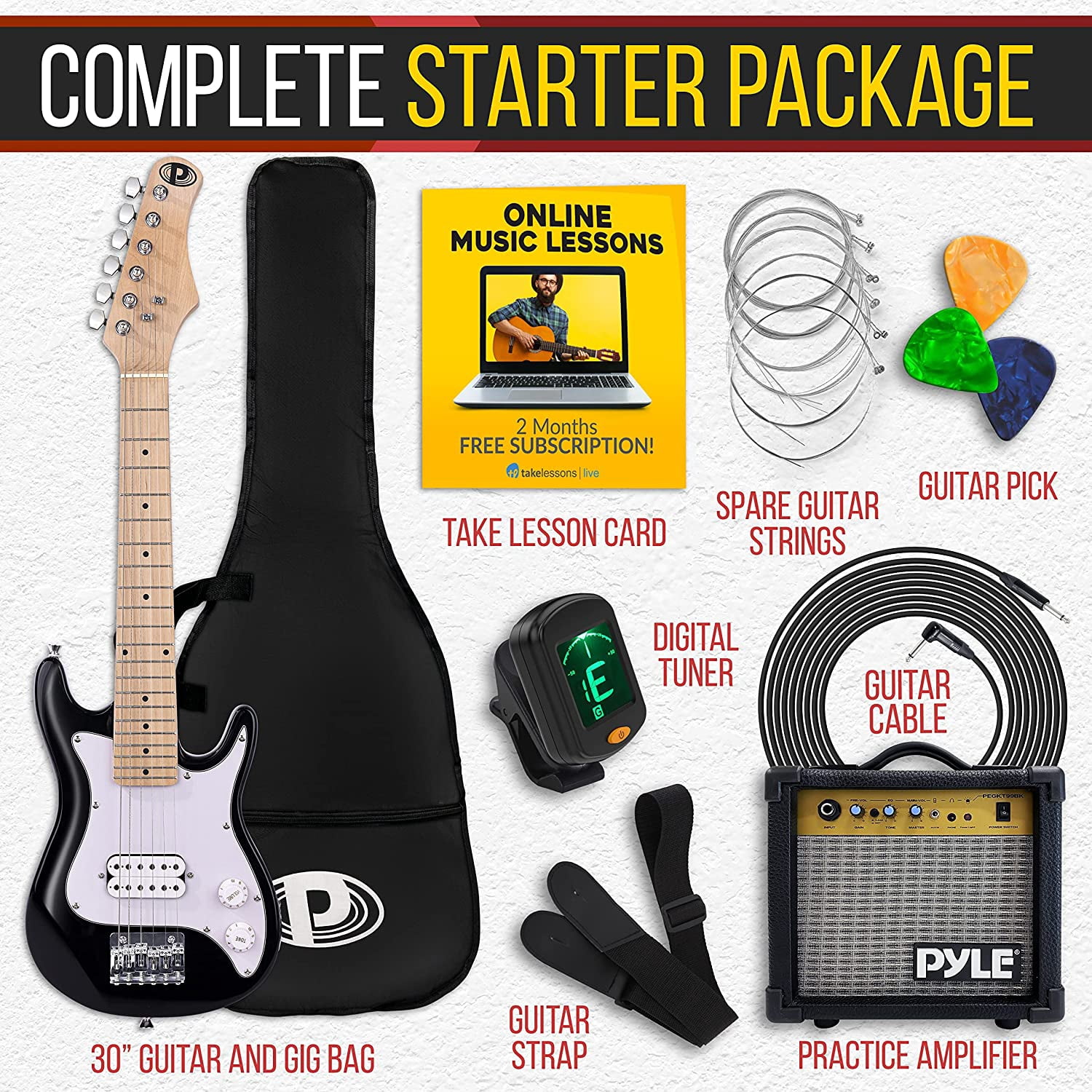 Kids 30” Electric Guitar and Amp Kit, Mini Strat Set With 10W Amplifier and Accessories Pack For Junior Ages, Beginner Youth, Small Child, Toddler, Kid, Girl, And Boy Learners