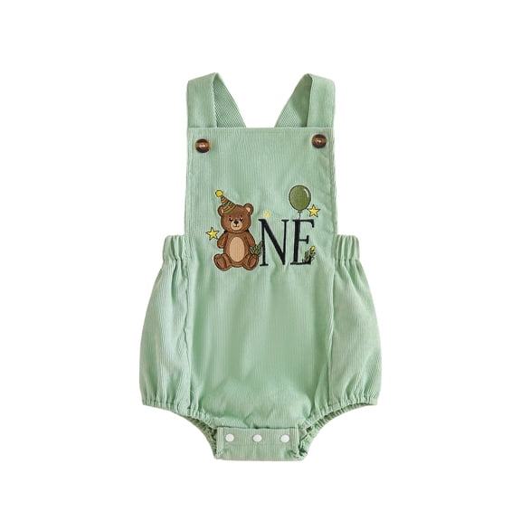 RUINIXCW Baby Boy First Birthday Outfit 1st Birthday One Years Old Clothes Summer Fall Romper Overalls Animal Embroidery Sleeveless Bodysuit Jumpsuit