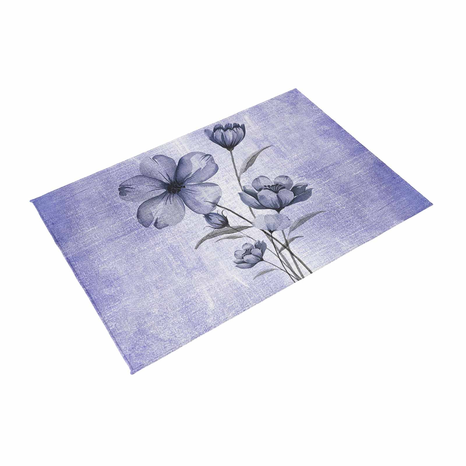 Purple Floral Outdoor Rug for Patio/Deck/Porch, Non-Slip Large Area Rug 5 x 8 Ft, Vintage Botanical Gradient Pastel Painting Indoor Outdoor Rugs Washable Area Rugs, Camping Rug Carpet Runner