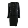 Le Suit Women's Petite Jeweled-Button Skirt Suit (4P, Black)