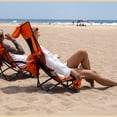 thumbnail image 6 of ARROWHEAD OUTDOOR 2-Pack Low Seating + 20° Reclining Folding Beach Chair w/ Padded Headrest, Foam Armrest, Cup Holder, Carry Bag, 300 LBS Weight Capacity, 6 of 10