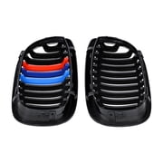 Astra Depot Glossy Black M-Color Front Kidney Grille Grill for 2003-2006 BMW E46 325Ci 330Ci Coupe Convertible LCI (1 Pair)