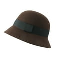 thumbnail image 1 of WITHMOONS Wool Felt Fedora Simple Classic Banded Bucket Hat GN61308 (BrownBand), 1 of 5