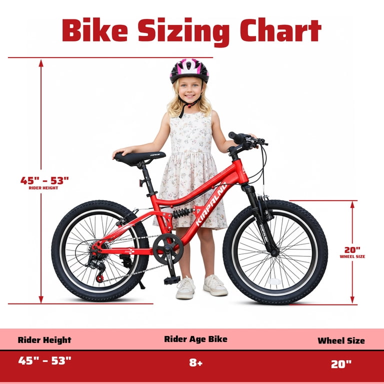 20 Inch Kids Mountain Bike Full Suspension, 7-Speed Mountain 