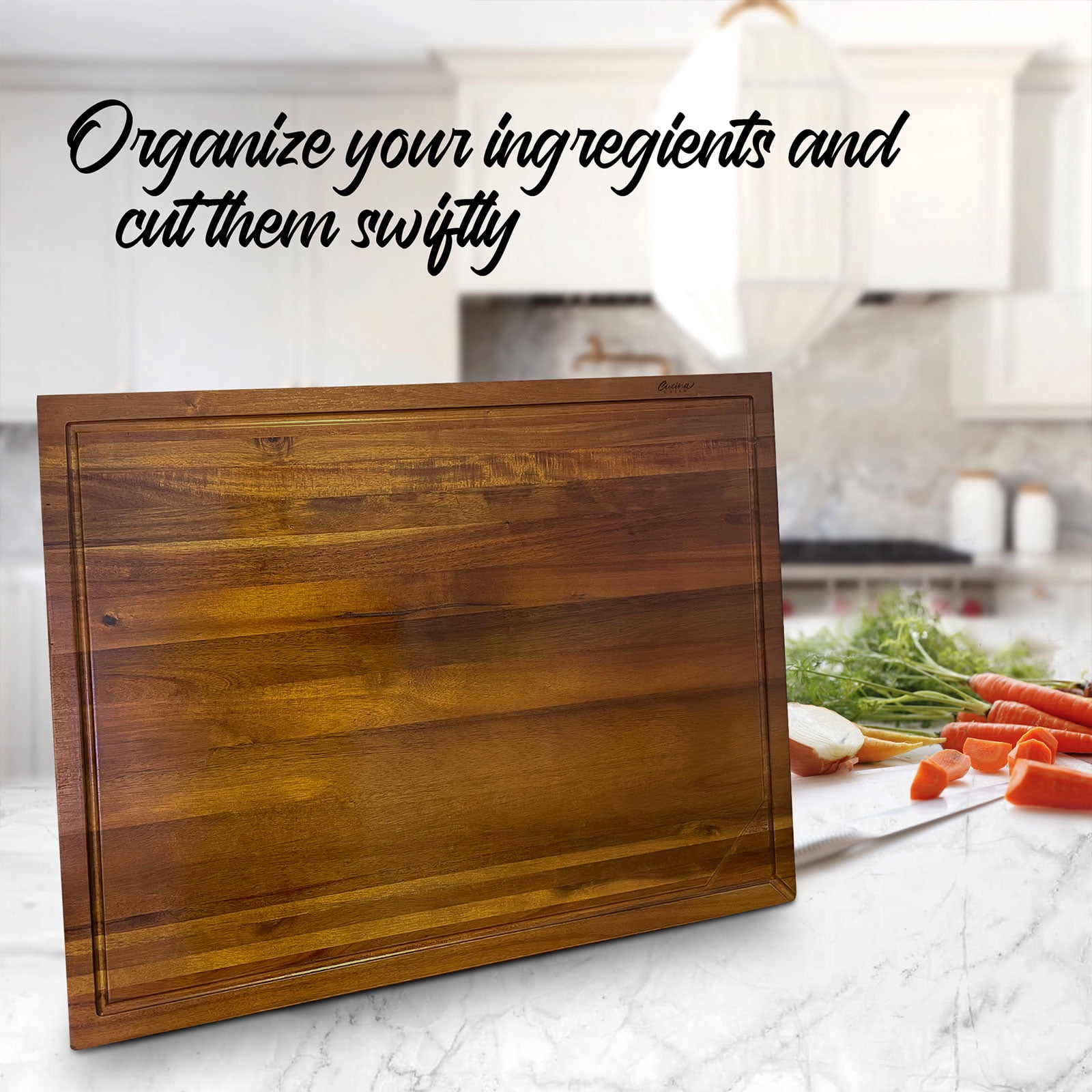 Cucina Green 30 inches Noodle Board, Butcher Block for Chopping Meat and Vegetables Adjustable Legs