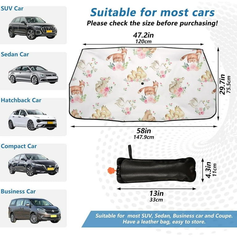 Foldable Car Windshield Sun Shade, Auto Sun Visor for UV Rays and Sun Heat Protection, Car Interior Accessories for Most Sedans SUV Truck, M Size - 59