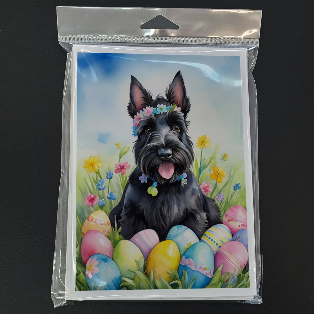 Scottish Terrier Easter Egg Hunt Greeting Cards Pack of 8 7 in x 5 in