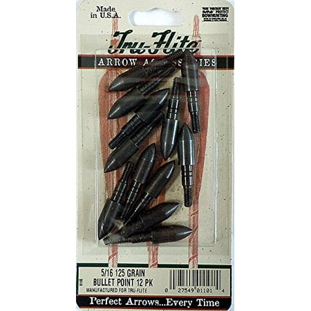 - Arrowheads Bullet Point 5/16 125 Grain, Tips for Arrows, Tru-Flite (12 Pack)
