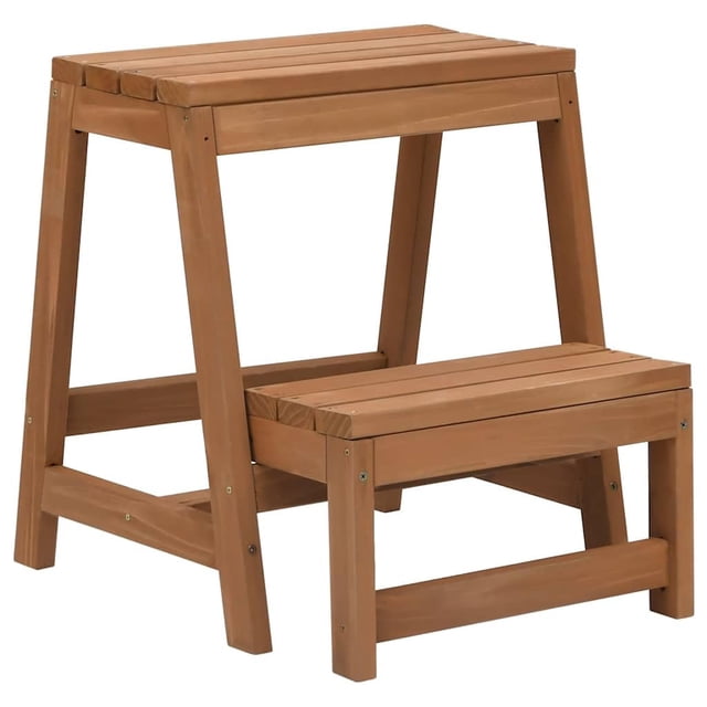 Taburete VidaXL de madera maciza de abeto compacto y plegable, marrón