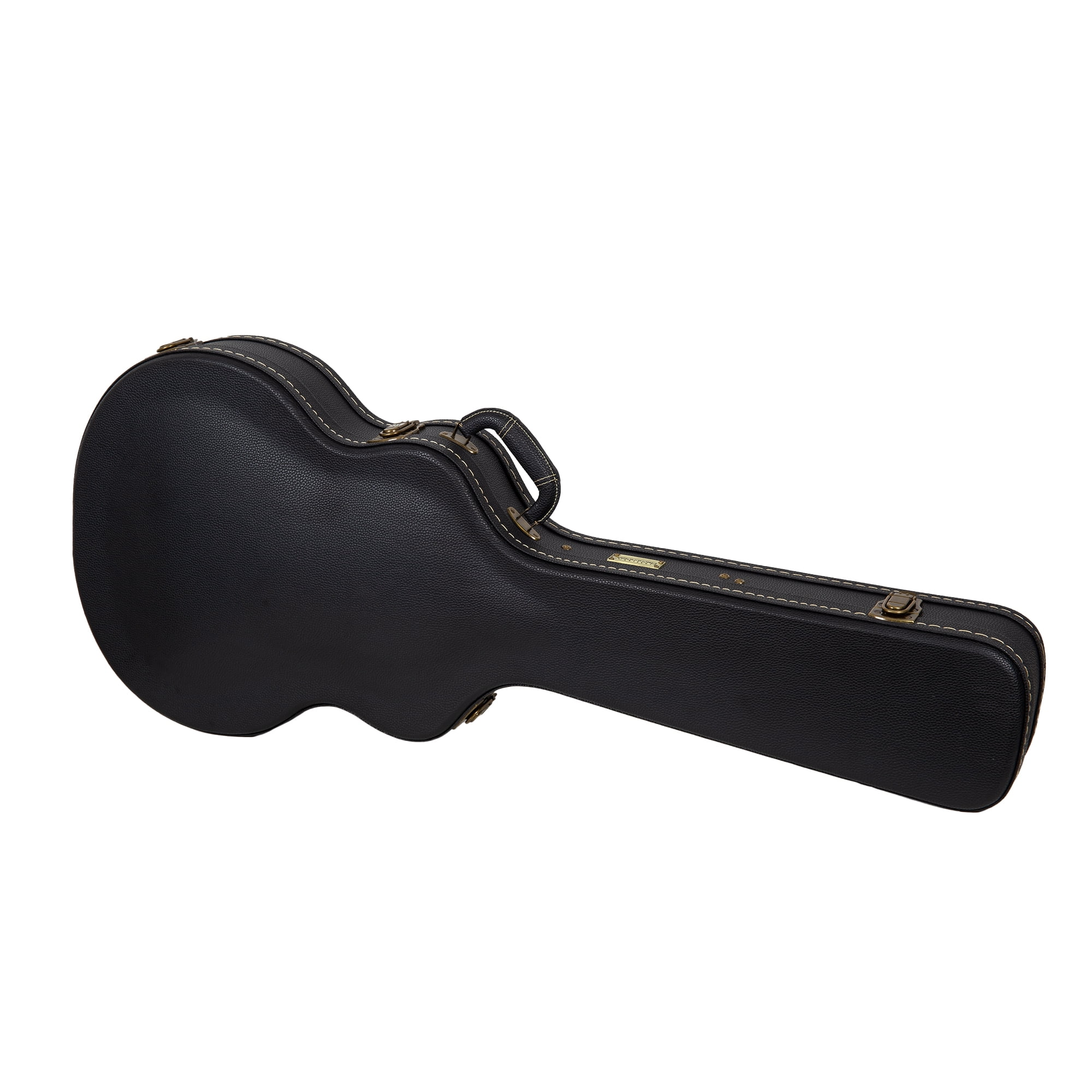 Crossrock Wooden Guitar Case -Fits 335 Style 6 Strings Semi-Hollow Electric Guitars -Vintage Hardware, Sponge Lining, Metal Feet, Storage Space-Black