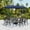Navy Blue, variant on Alpha Joy 8-Piece Outdoor Patio Dining Set with 13 ft Navy Blue Umbrella, Metal Chairs & Rectangle Table for 6