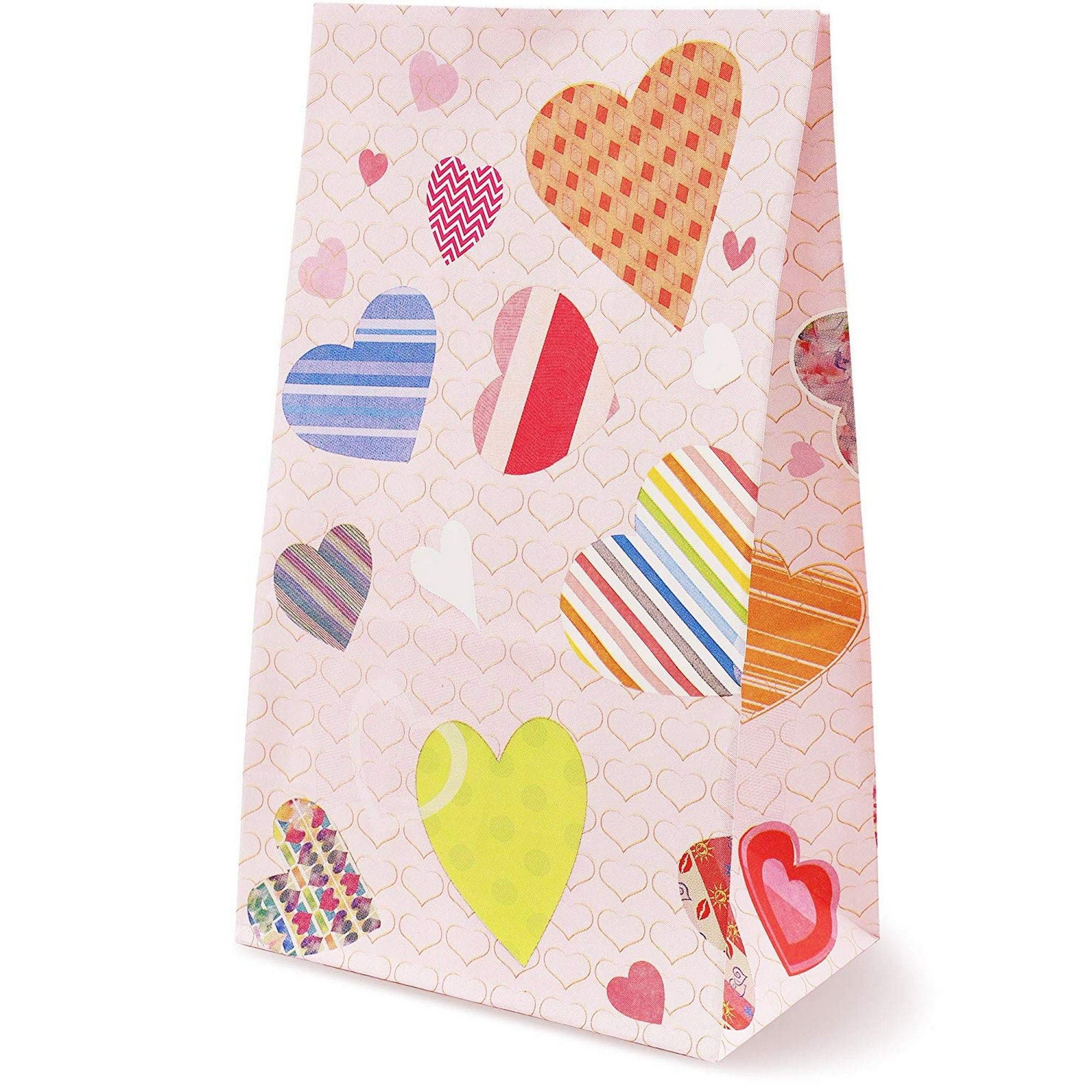 36-Pack Cute Heart Pattern Paper Gift Bags for Valentines Day, Kids ...