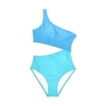 thumbnail image 3 of XIAONU Women's Color Block One Shoulder Swimwear Slim Fit Sleeveless Asymmetric One Piece Swimsuit Stretchy Modern Pool Swimsuits, 3 of 9