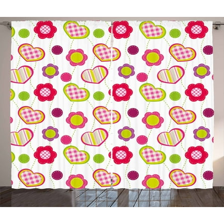 Kids Curtains 2 Panels Set Patchwork Inspired Design Colorful