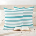 thumbnail image 3 of Aqua Ombre Grey Striped Outdoor Waterproof Pillow Covers, Farmhouse Stripe Modern Decorative Square Throw Pillowcase Sofa Cushion Sham for Patio/Couch/Chair, 20"x20" 2 Pack, 3 of 8