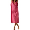 thumbnail image 1 of Lucakuins - Vestido largo informal de verano para mujer, color sólido, sin mangas, cuello redondo, vestidos de playa Lucakuins  moda, 1 of 4