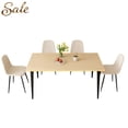 thumbnail image 2 of GZXS 5-Piece Dinette Set, 62.99" Rectangular MDF Table with Iron Legs, 4 Upholstered Chairs, Industrial Style for Kitchen or Dining Room (Natural+Beige), 2 of 9