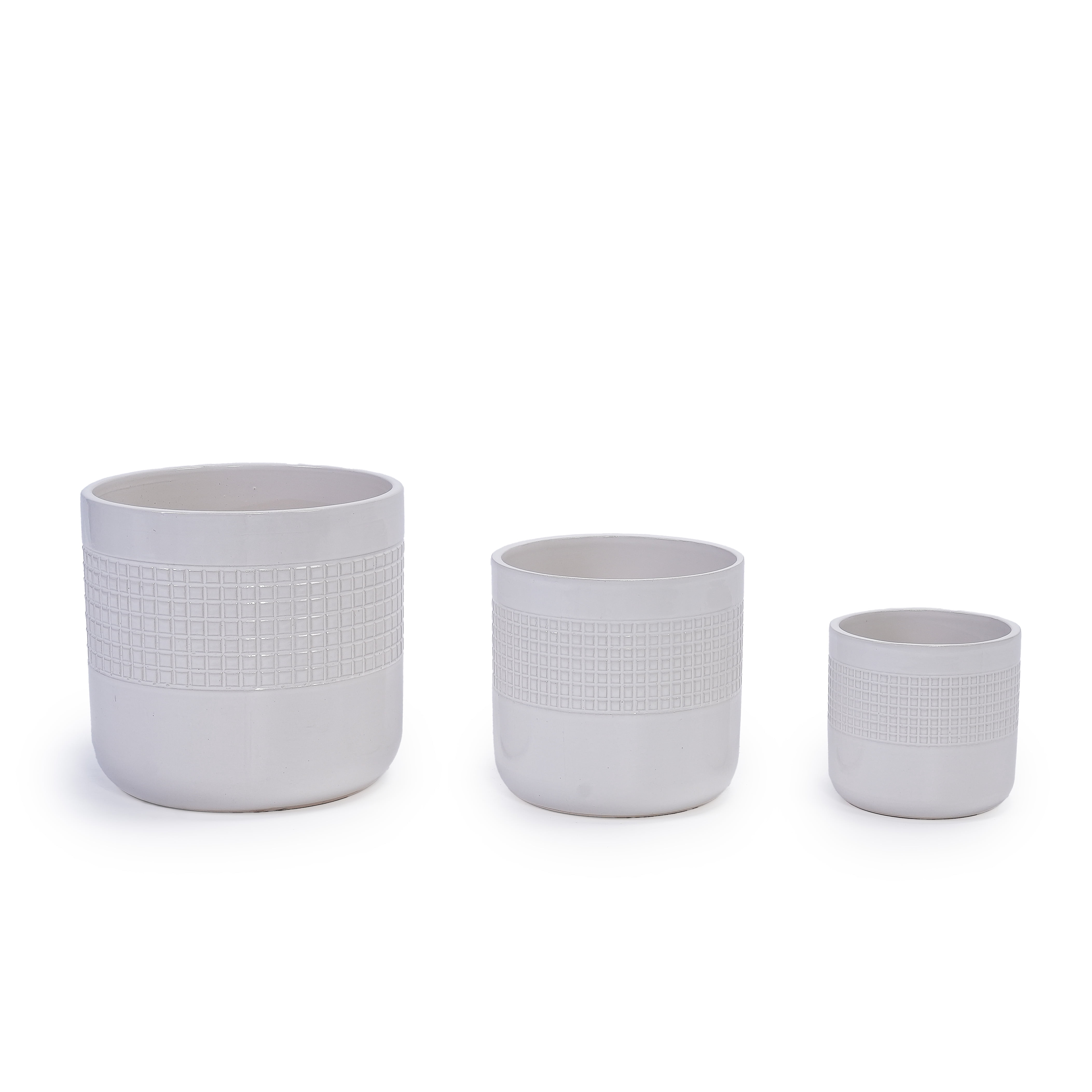 MAYEERTY 3 Pack Ceramic Plant Pots, Planter for Indoor Outdoor Patio, Garden, White