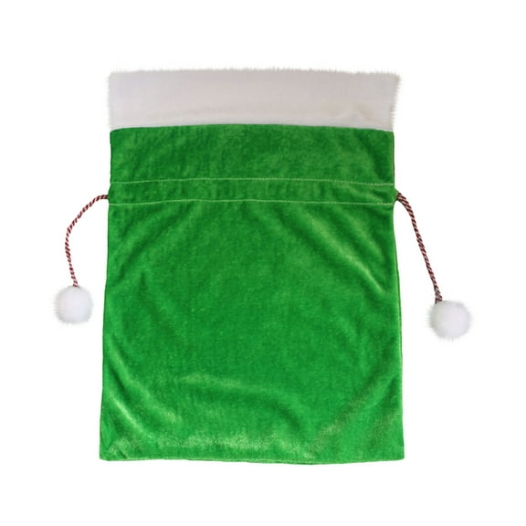 hulanddfd Santa Claus Christmas Sack Bag - Christmas Green Velvet Gift Bag with White Soft Cuff and Drawstring, Christmas Packaging Bag for Gifts and Xmas Clothes Wrapping
