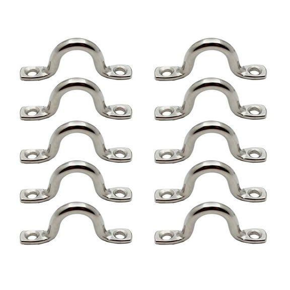 HERFIER 15pcs Kayak Eye Straps Stainless Steel U-Shaped Deck Loops Boat Eye Strap Marine Boat (4mm) 1.57x0.9x0.28in