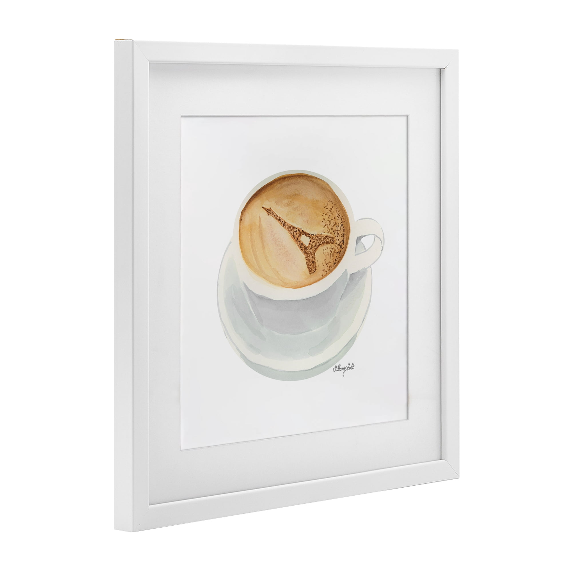 Stupell Industries Eiffel Tower Latte White Framed Print Under Glass, design by Hillary Holt