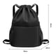 thumbnail image 2 of Mochila con cordón, bolsa deportiva para gimnasio, bolsa de viaje para yoga, para mujeres y hombres, bolsa de gimnasio impermeable, mochila de día, color negro, 2 of 7