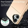 thumbnail image 2 of KOMI for iPhone 16 Case Wallet with Card Holder, iPhone 16 Phone Case for Women Men, Military Grade Shockproof Slim Protective Bumper Cover Gold, 2 of 5