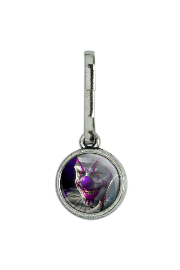 Mischief the Evil Purple Clown Antiqued Charm Clothes Purse Suitcase Backpack Zipper Pull Aid