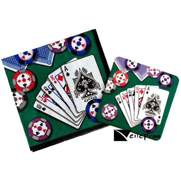 Premium Styles Casino Poker Hand Cocktail Drink 32pc Party Pack, Green