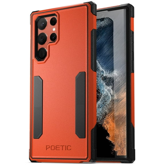 Poetic Neon Case for Galaxy S22 Ultra 5G, Dual Layer Heavy Duty Drop Protection, Orange