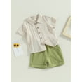 thumbnail image 4 of Musuos Kids Boys Summer Outfits 6 12 18 24M 3 4Y Short Sleeve Turn-Down Collar Shirts and Elastic Waist Shorts Toddler Clothes Set, 4 of 10