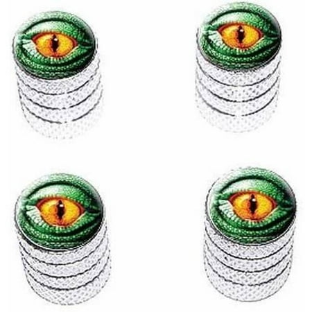 - Lizard Yellow Eye Green Scales Tire Rim Wheel Aluminum Valve Stem Caps, Multiple Colors