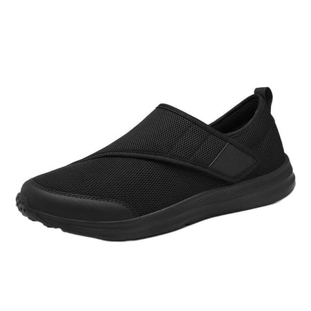 Mens Shoes Wide Toe Box for Elderly to Prevent Falls, Diabetic Shoes for Women Extra Wide Width Adjustable Sneakers, Non Slip Soft Sole Orthopedic Walking Footwear