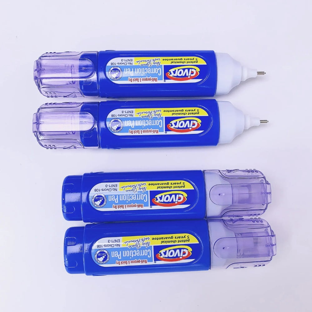 4-Piece Correction Fluid Set: Strong Coverage, Quick-Dry, Smudge-Proof – Ideal for Error Correction