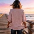 thumbnail image 4 of Tops for Women Dressy Casual Loose 3/4 Sleeve Shirts Lightweight Crewneck Beach Vacation Outfits Pink S, 4 of 4