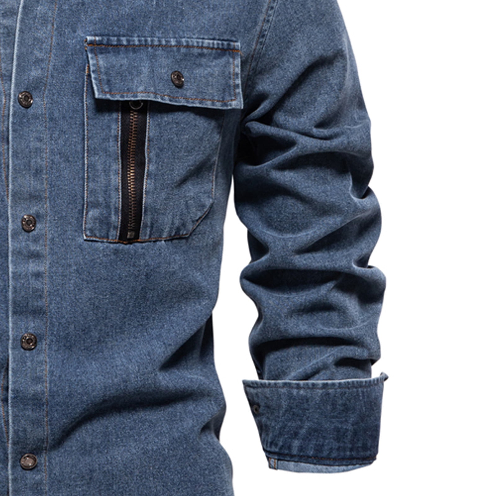 Mens T-shirts Fall New Trend European Size Denim Shirt Mens Casual Solid Color Long Sleeve Washed Shirt Long L Christmas T Fit Mom Baseball Mom Hoodies Men Turtle Neck Tee Sleeve Tees Dark Blue 2XL