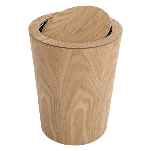Bote de Basura Redondo de Madera Cesto de Basura para Cocina Y Oficina Dormitorio Bano Herramientas de Limpieza Cestas de Almacenamiento Decorati columpio madera 2 Soledad bote de basura redondo Walma...