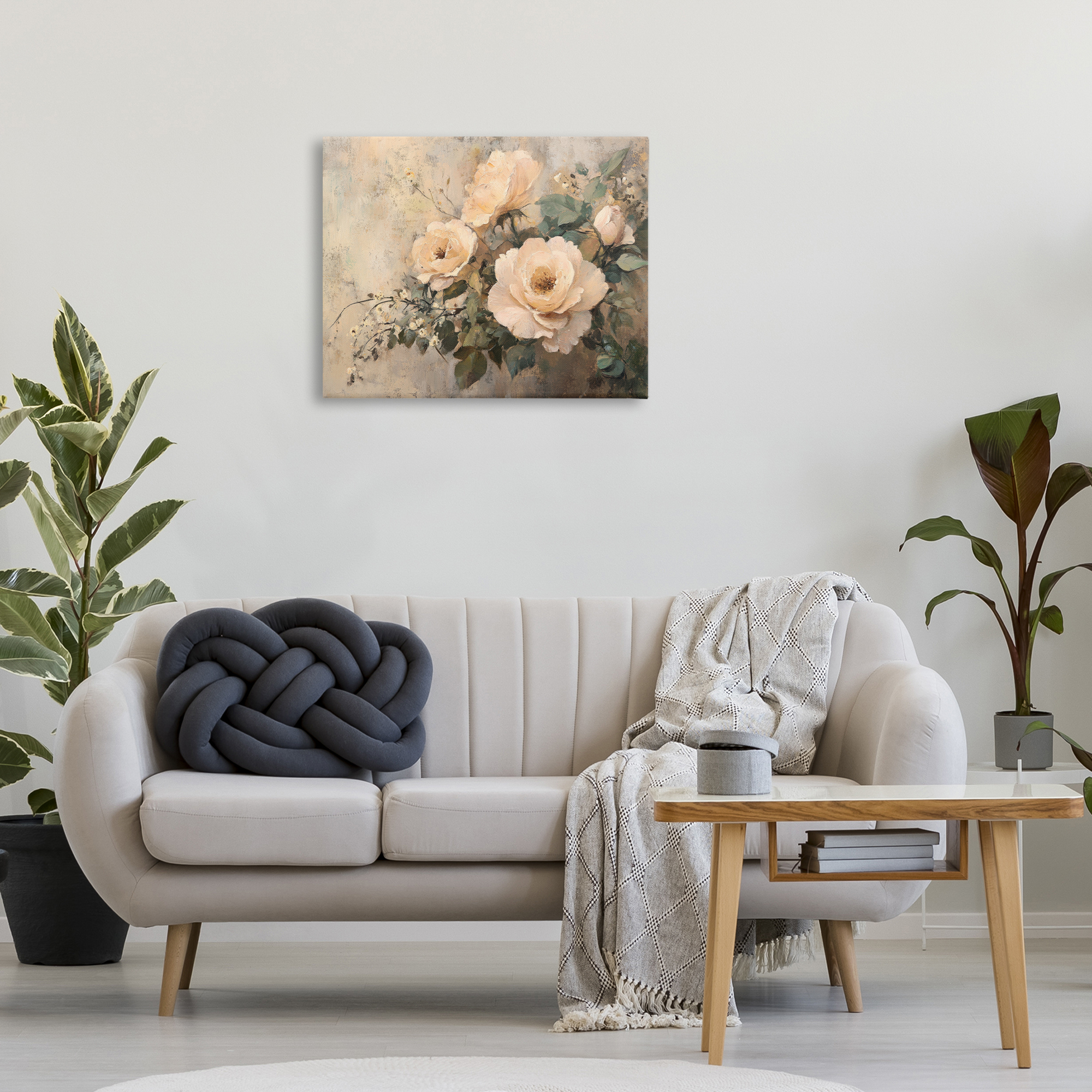 Stupell Industries Blush Roses Blooming Plants & Flowers Painting Wrapped Canvas Art Print Wall Art, 30 x 24