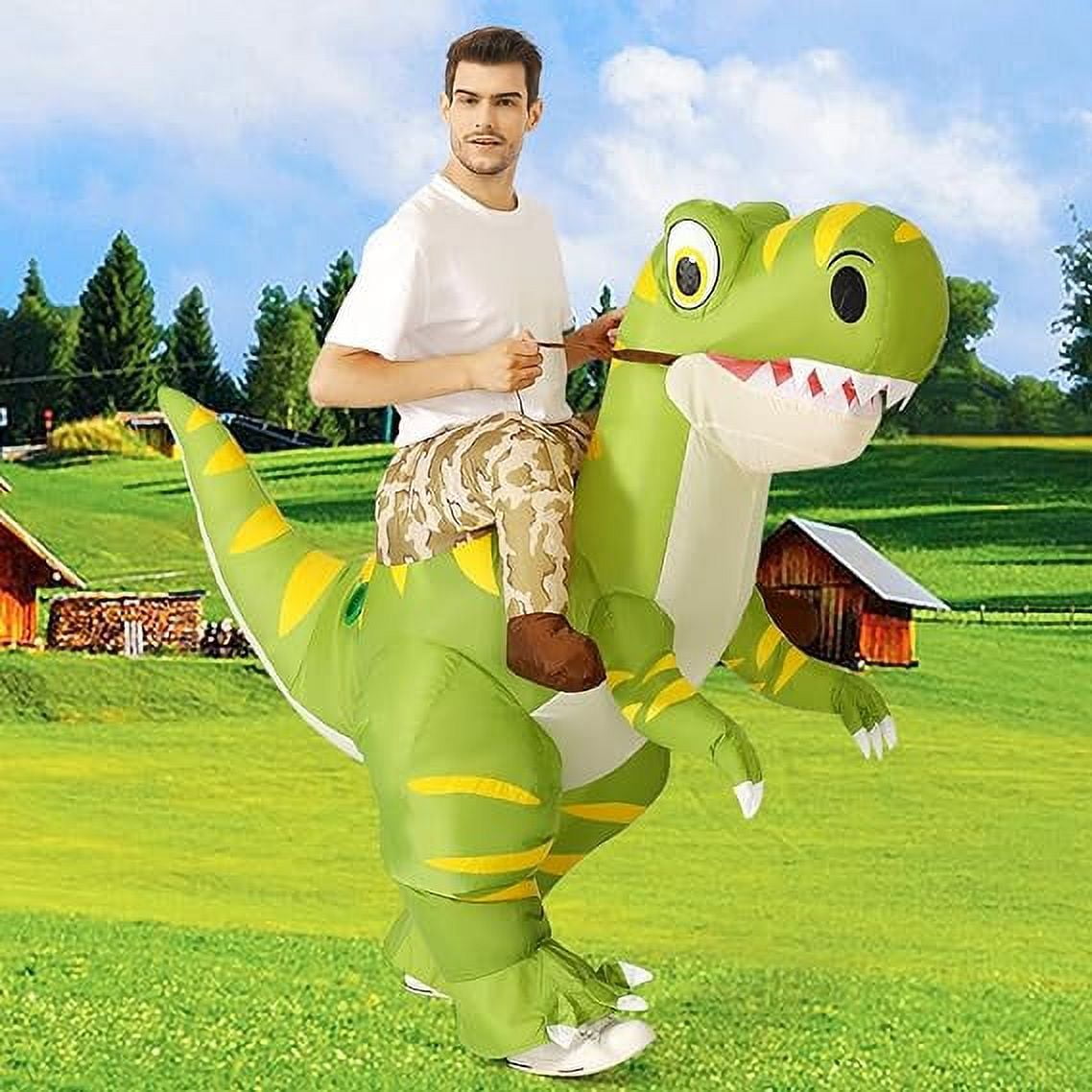 GOOSH 72 Inch Adult Dinosaur Costume Dinosaur Inflatable Costume Blow Up Dinosaur Costume Adult Size Funny Halloween Costumes Men Women Unisex Inflatable Dino Costume for Halloween Party Cosplay Walma...